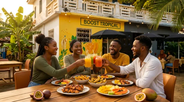 amis-prenant-apero-repas-exotique-boost-tropical